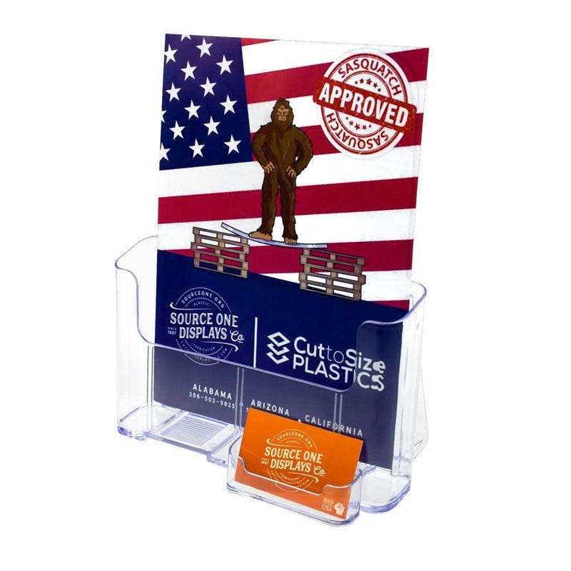 SOURCEONE.ORG Premium Brochure Holder for 8.5â€ Booklet â€“ With Business Card Container â€“ Clear Acrylic Countertop Organizer - Image 2